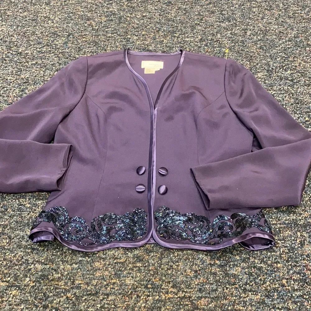 Warren Petites Purple Silk Sequenced 2 Piece Set